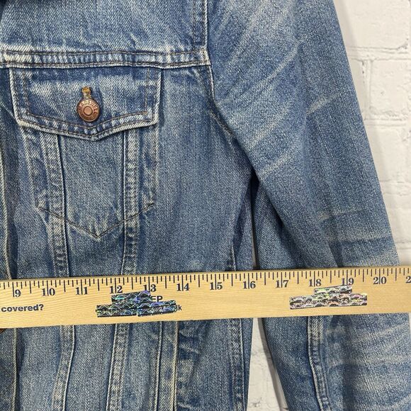 Madewell Jean Trucker Jacket Small Denim Medium Wash Flap Pockets Western - Picture 8 of 14